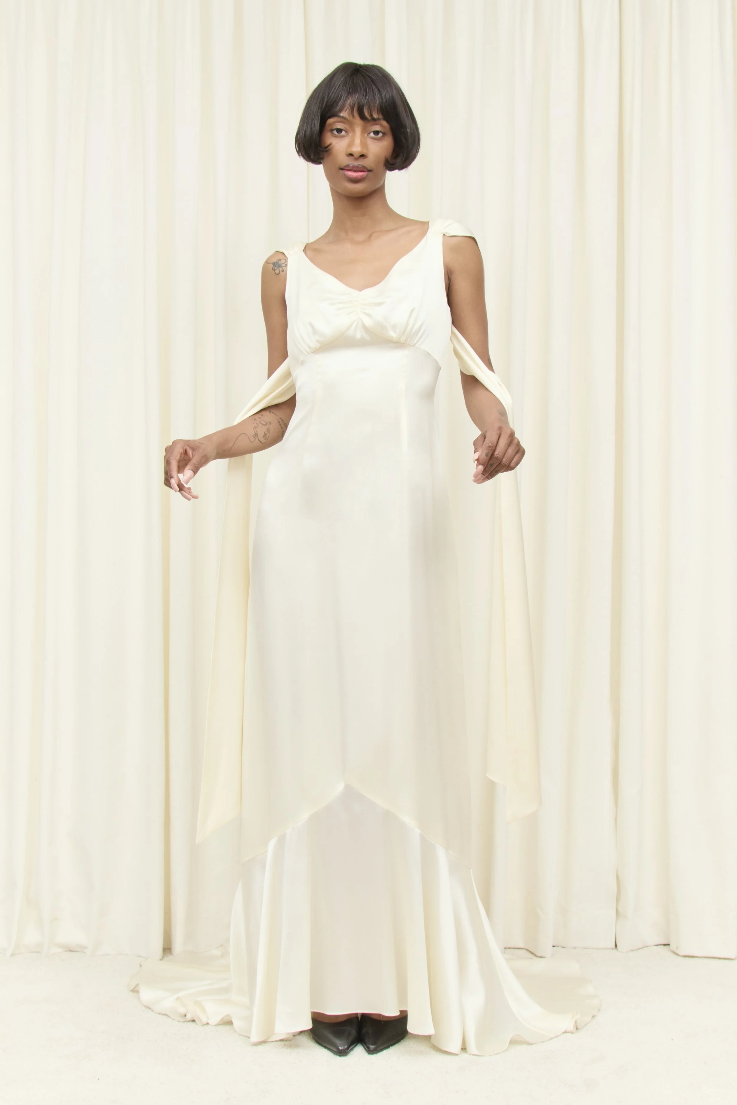 Cordelia Long Sleeve Gown - Ivory Silk Charmeuse — Tanner Fletcher